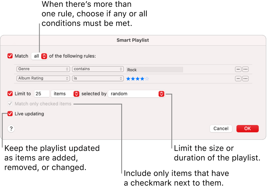 Create, edit, and delete Smart Playlists in Music on Mac - Apple Support