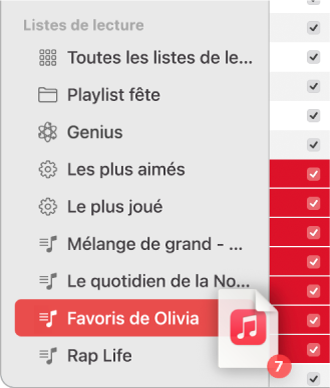 Album déplacé vers une liste de lecture. La liste de lecture est surlignée.