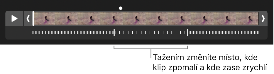 Zpomalený videoklip s úchyty, jejichž přetažením můžete nastavit, kde se video zpomalí a znovu zrychlí