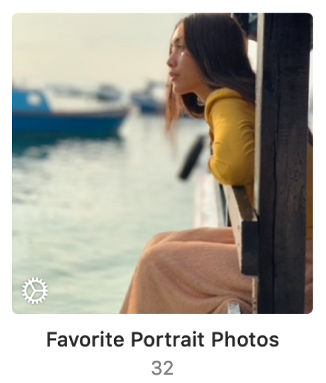 A thumbnail of a Smart Album titled “Favourite Portrait Photos.”