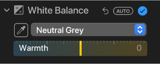 The White Balance controls in the Adjust pane.