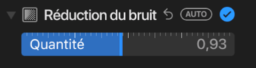 Curseur Réduction du bruit dans la sous-fenêtre Ajuster.