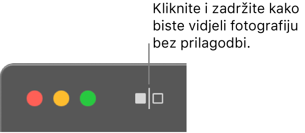 Tipka Bez podešenja, kraj kontrola prozora u gornjem lijevom kutu prozora.