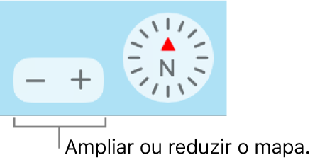 Botões de zoom no mapa.