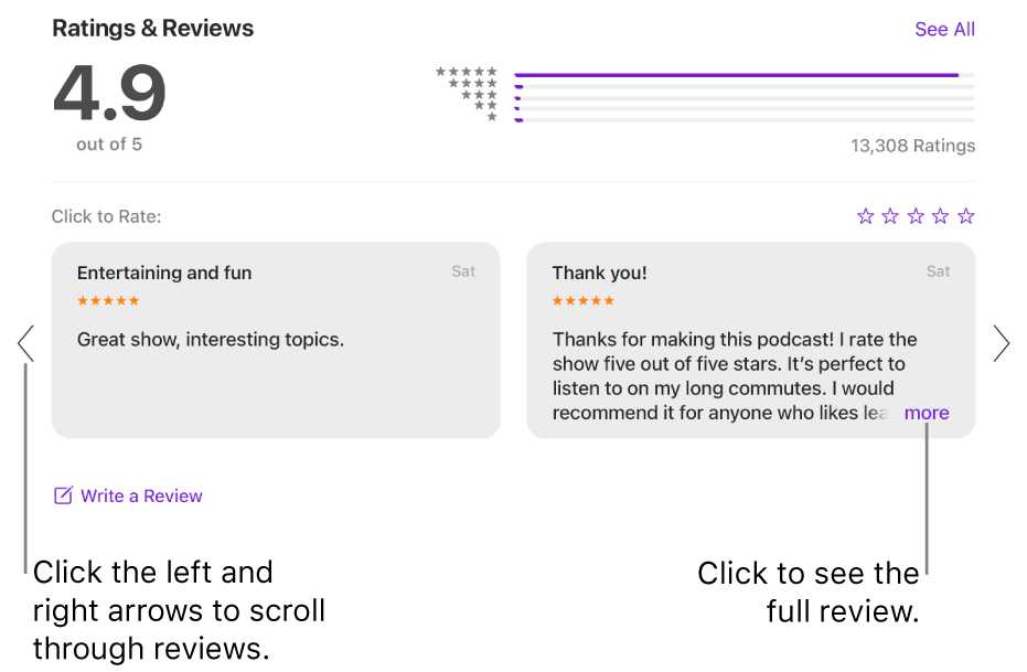 Rate or review a show in Podcasts on Mac