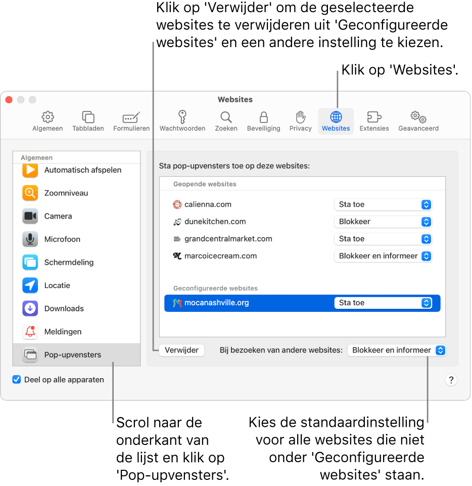 Schijn Excursie priester Pop-ups toestaan of blokkeren in Safari op de Mac - Apple Support (NL)
