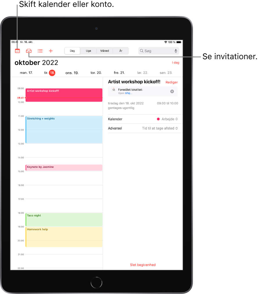 Opret og rediger begivenheder i Kalender på iPad - Apple-support (DK)