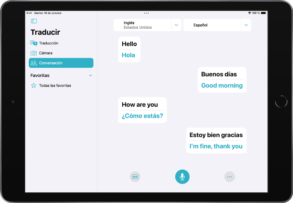 Traducir texto, voz y conversaciones en el iPad - Soporte técnico de Apple  (CO)