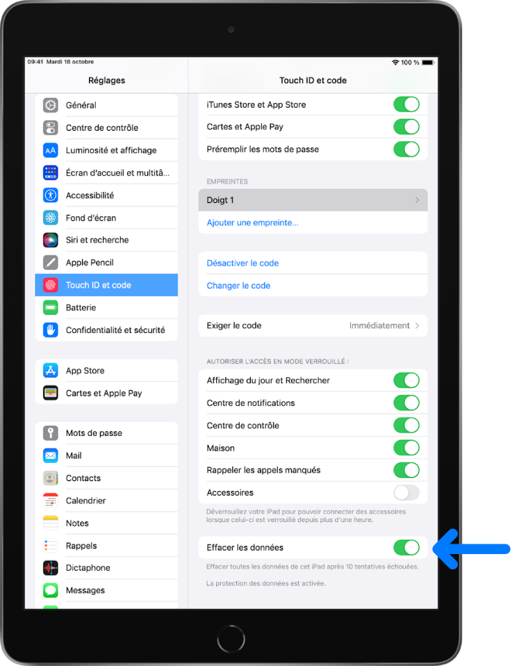 Définir un code sur l’iPad - Assistance Apple (FR)