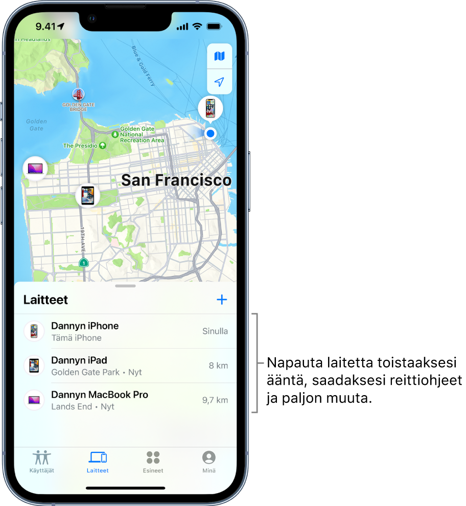 Laitteen etsiminen iPhonen Etsi-apissa - Apple-tuki (FI)