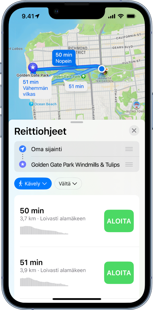 Kävelyohjeiden saaminen iPhonen Kartoissa - Apple-tuki (FI)