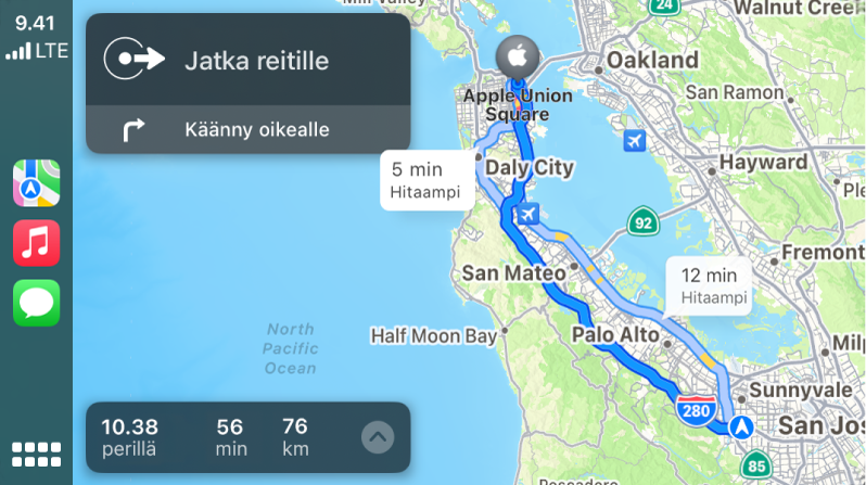 Karttanäkymän muuttaminen CarPlayssa - Apple-tuki (FI)
