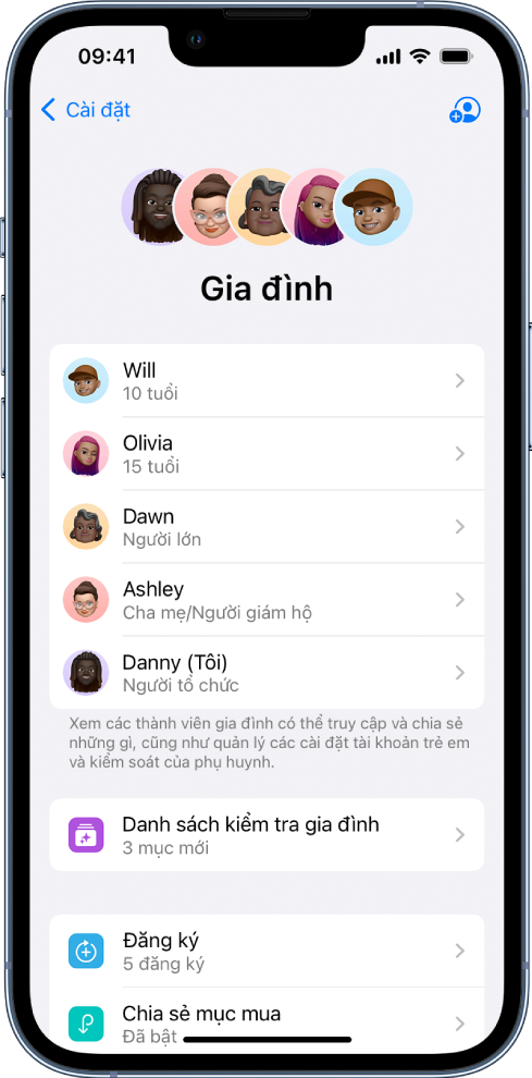 iCloud gia đình: Hãy khám phá tính năng iCloud gia đình để các thành viên trong gia đình có thể dễ dàng chia sẻ tài liệu và thông tin với nhau một cách tiện lợi và an toàn. Cùng nhau trải nghiệm sự thuận tiện khi lưu trữ ảnh, video, tài liệu và đồng bộ các thiết bị của gia đình với iCloud gia đình.