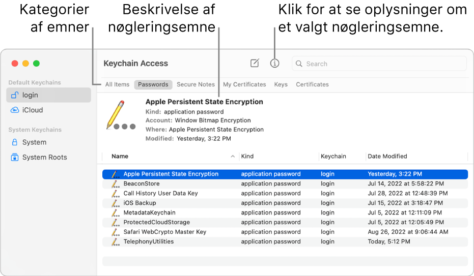 Whitney På daglig basis Rasende Administrer adgangskoder vha. nøgleringe på Mac - Apple-support (DK)