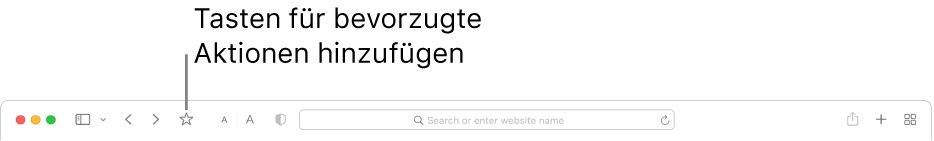 Eine Symbolleiste zeigt eine Taste, die du für deine bevorzugten Aktionen hinzufügen kannst.