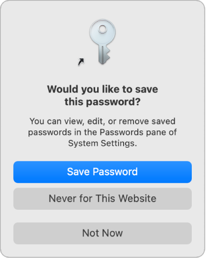 A dialog asking if you want to save the password for a website.