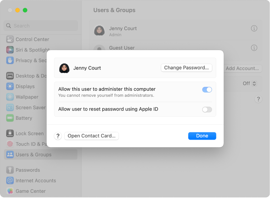 change user password