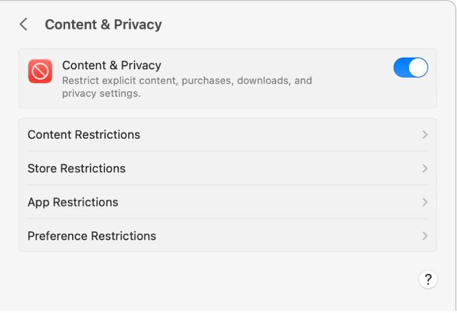 Content & Privacy settings in Screen Time.