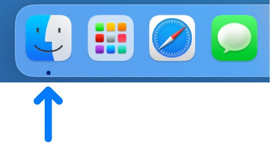 A Dock bal oldala; a Finder ikonja a bal szélen látható.