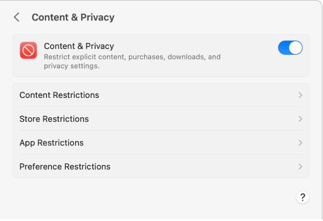 Impostazioni “Contenuti e privacy” in “Tempo di utilizzo”.