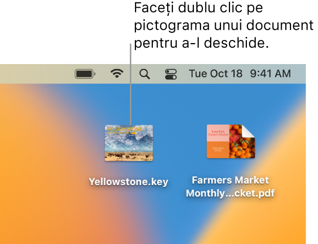 Un document Numbers pe desktop.