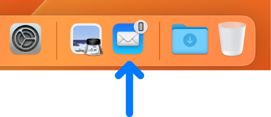 Значок Handoff для приложения на iPhone в панели Dock.