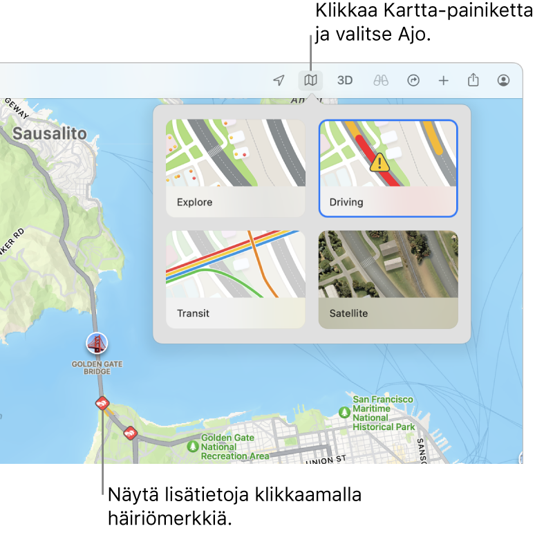 Liikennetietojen näyttäminen Macin Kartoissa - Apple-tuki (FI)