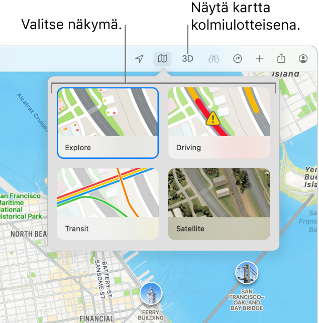 Macin Karttojen karttanäkymän muokkaaminen - Apple-tuki (FI)