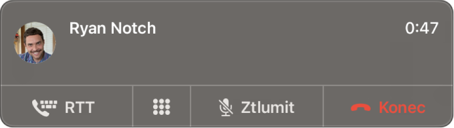 Oznámení příchozího RTT hovoru