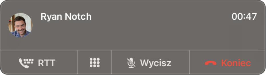 Powiadomienie o przychodzącym połączeniu RTT.
