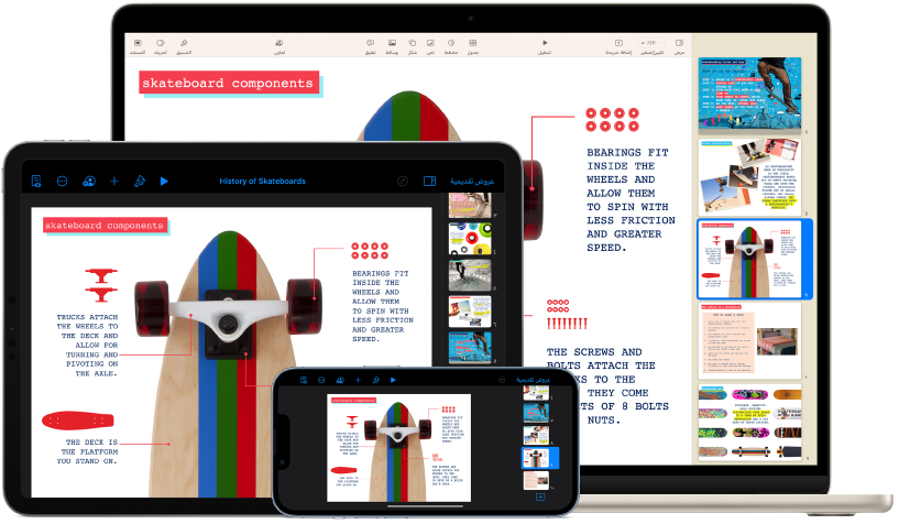 محتوى iCloud يتم الوصول إليه عبر أجهزة متعددة.