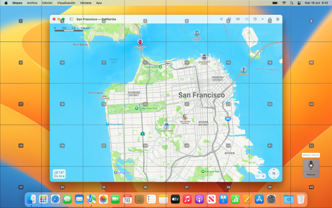 Mapas abiertos en el Escritorio con la cuadrícula superpuesta.