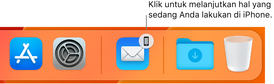 Ikon Handoff terlihat di Dock.