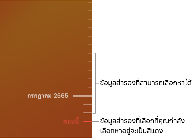 ไทม์ไลน์ข้อมูลสำรอง Time Machine