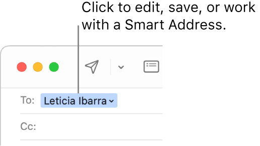 A Smart Address with the arrow you can click to edit, save, or work with a Smart Address.