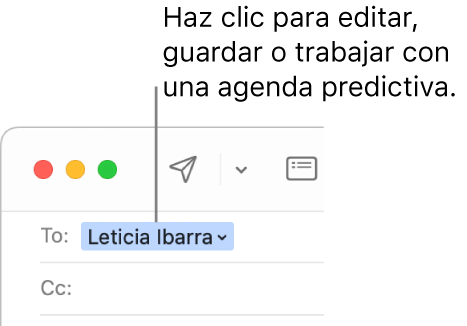 Una agenda predictiva con una flecha en la que puedes hacer clic para editar, guardar o trabajar con Agenda predictiva.