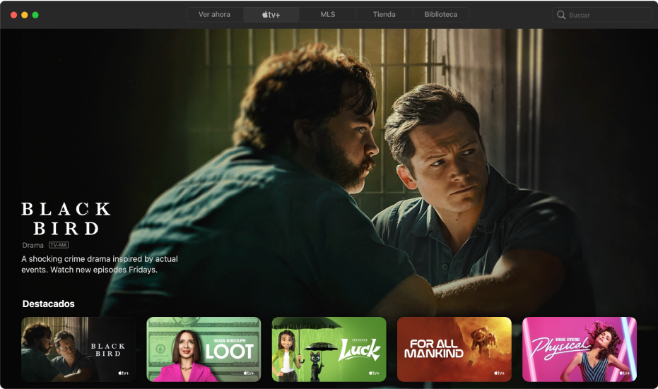 La pantalla mostrando Apple TV+