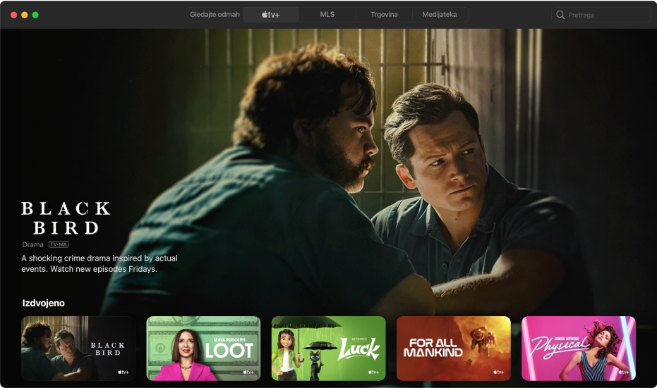 Zaslon koji prikazuje Apple TV+