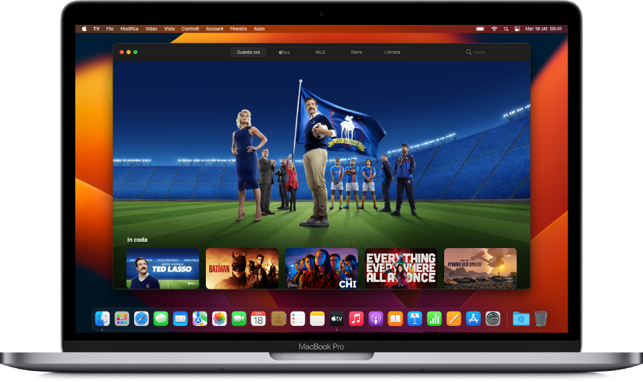 Finestra dell'app Apple TV sullo sfondo.