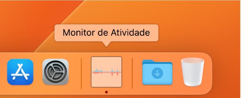 O ícone do Monitor de Atividade na Dock a mostrar a utilização da rede.