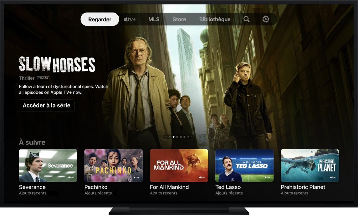 L’app Apple TV présentée sur un téléviseur