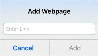 「Webページを追加」のポップアップパネル。