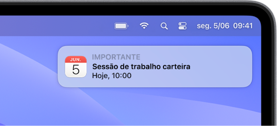 Uma notificação do Calendário