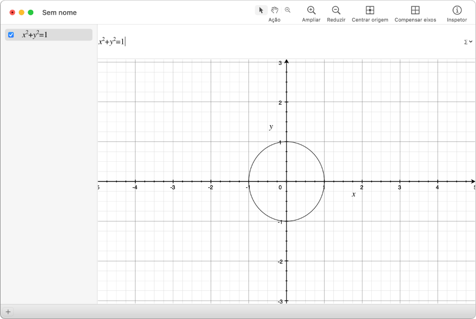 Uma equação e um gráfico de um círculo
