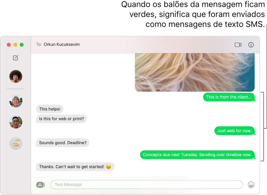 Enviar fotografias e vídeos na aplicação Mensagens no Mac