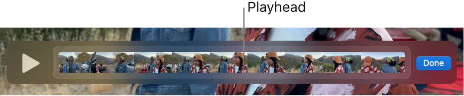 A clip in the QuickTime Player window, with the playhead near the center of the clip.