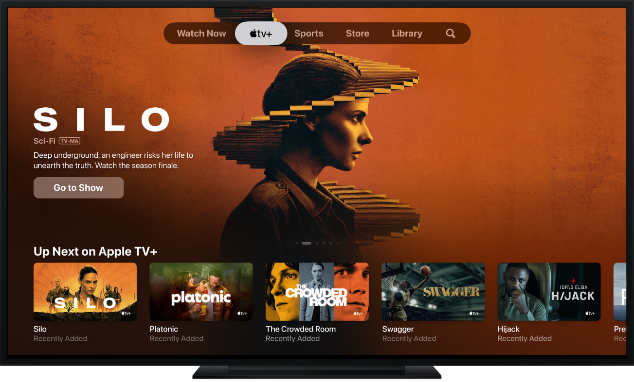 Apple TV показва приложението Apple TV