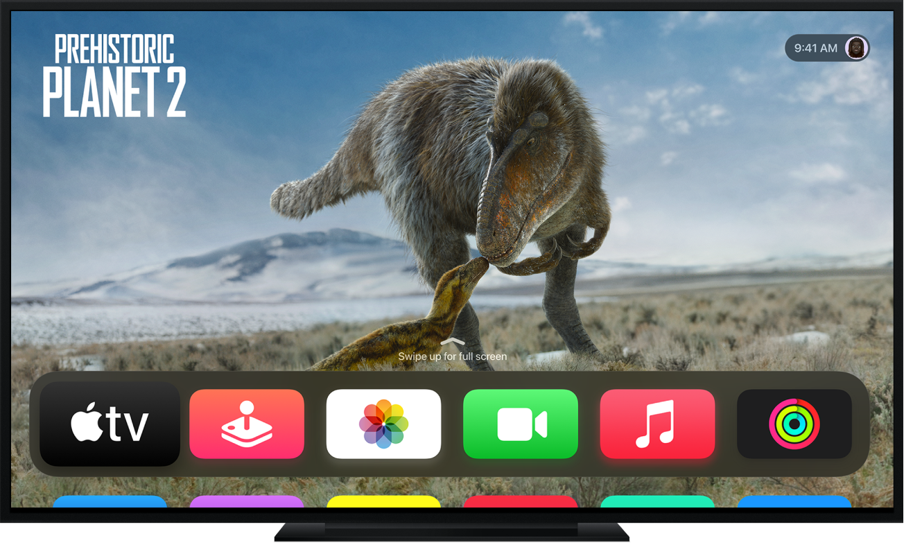 An Apple TV showing the Home Screen