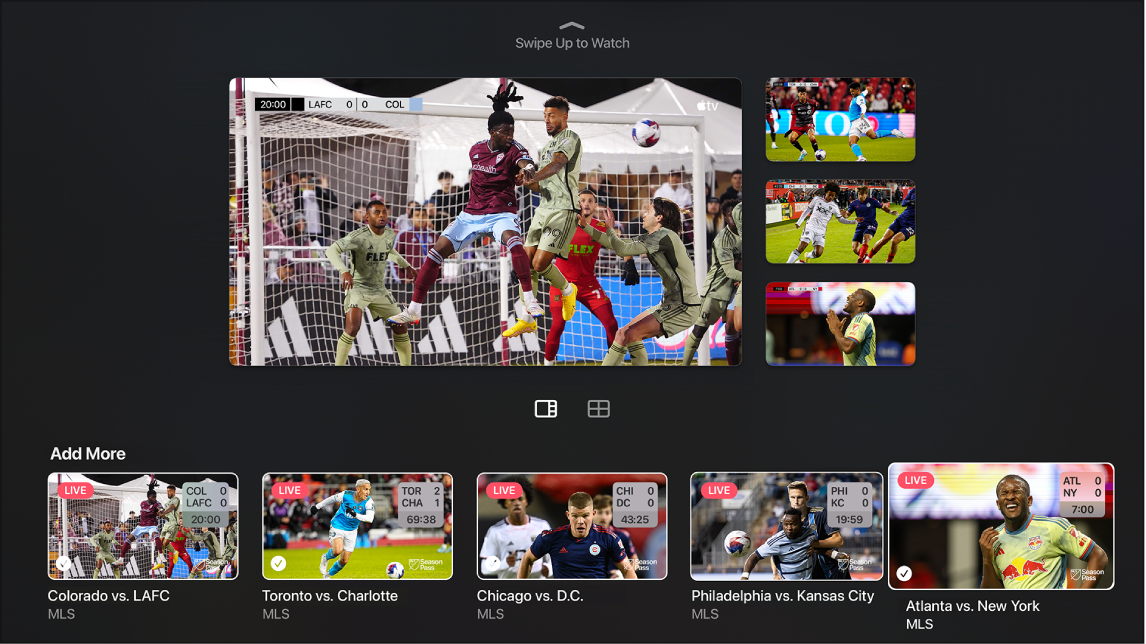 Screen showing Multiview layout options