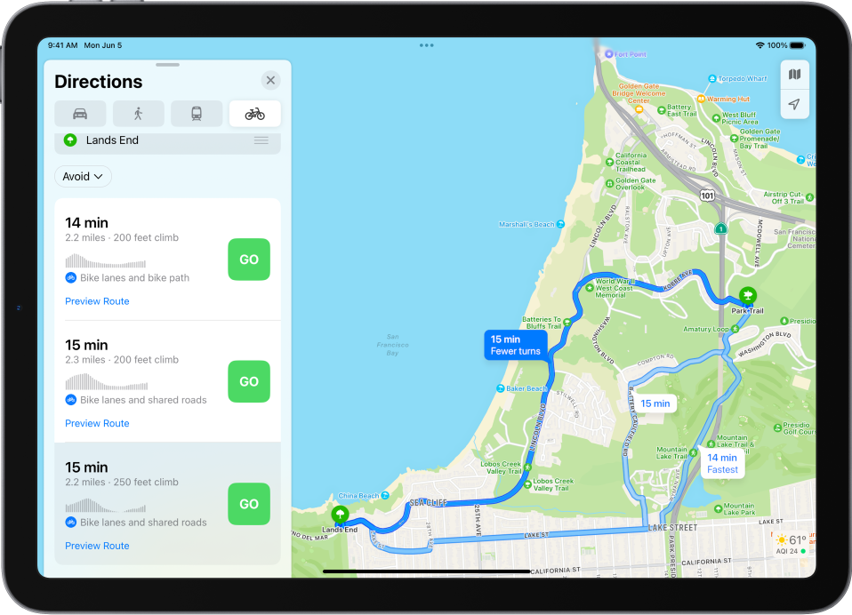 apple maps cycling availability